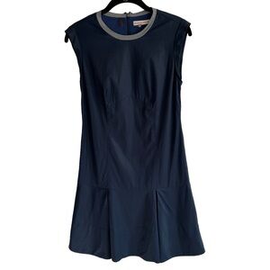 Rebecca Taylor Navy Drop Waist Pleated Cap Sleeve Dress, Size 0